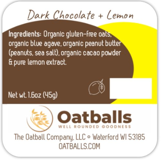 Dark Chocolate + Lemon Oatballs